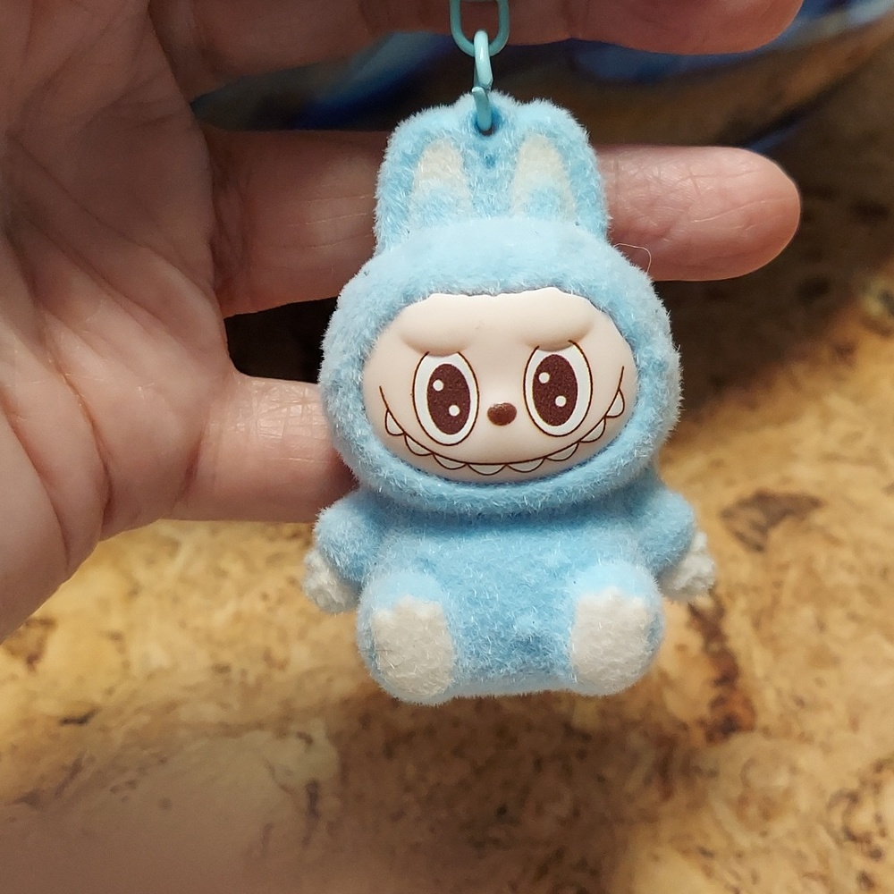 Keychain Animation Labubu Fuzzy Resin, Blue Chain - Picture 4 of 6